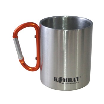Carabiner Mug Stainless Steel 330ml Silver/Orange