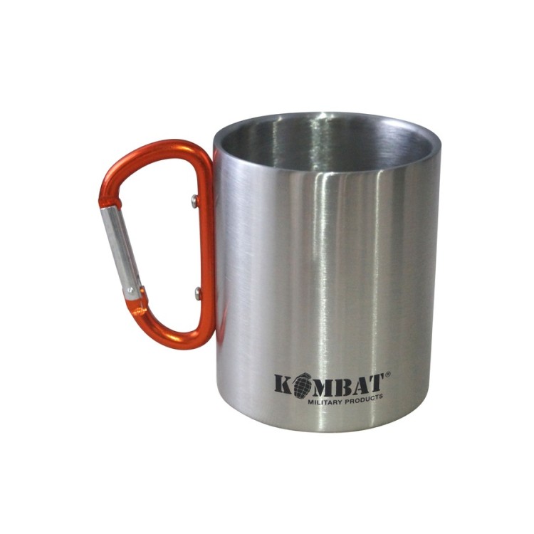 Carabiner Mug Stainless Steel 330ml Silver/Orange - Pikadooprema