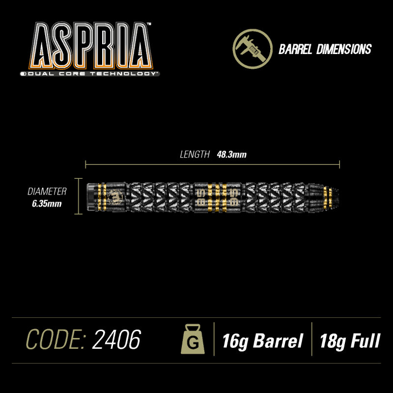 Aspria 85/95% Tungsten 16/18g Softdart (Winmau) Aspria 85/95% Tungsten 16/18g Softdart - Pikadooprema