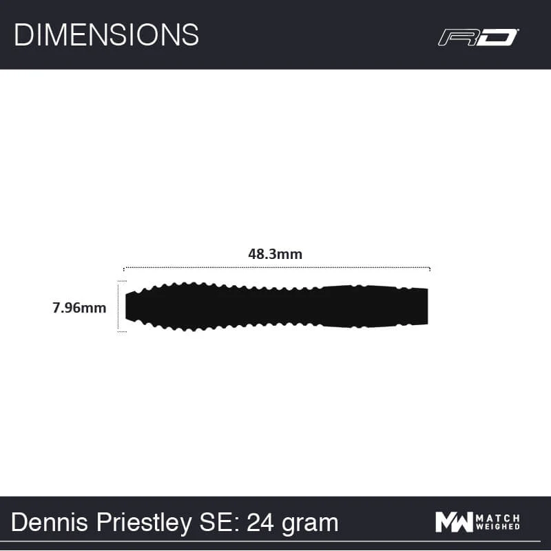Dennis Priestley 90% Tungsten 24g Steeldart - Pikadooprema